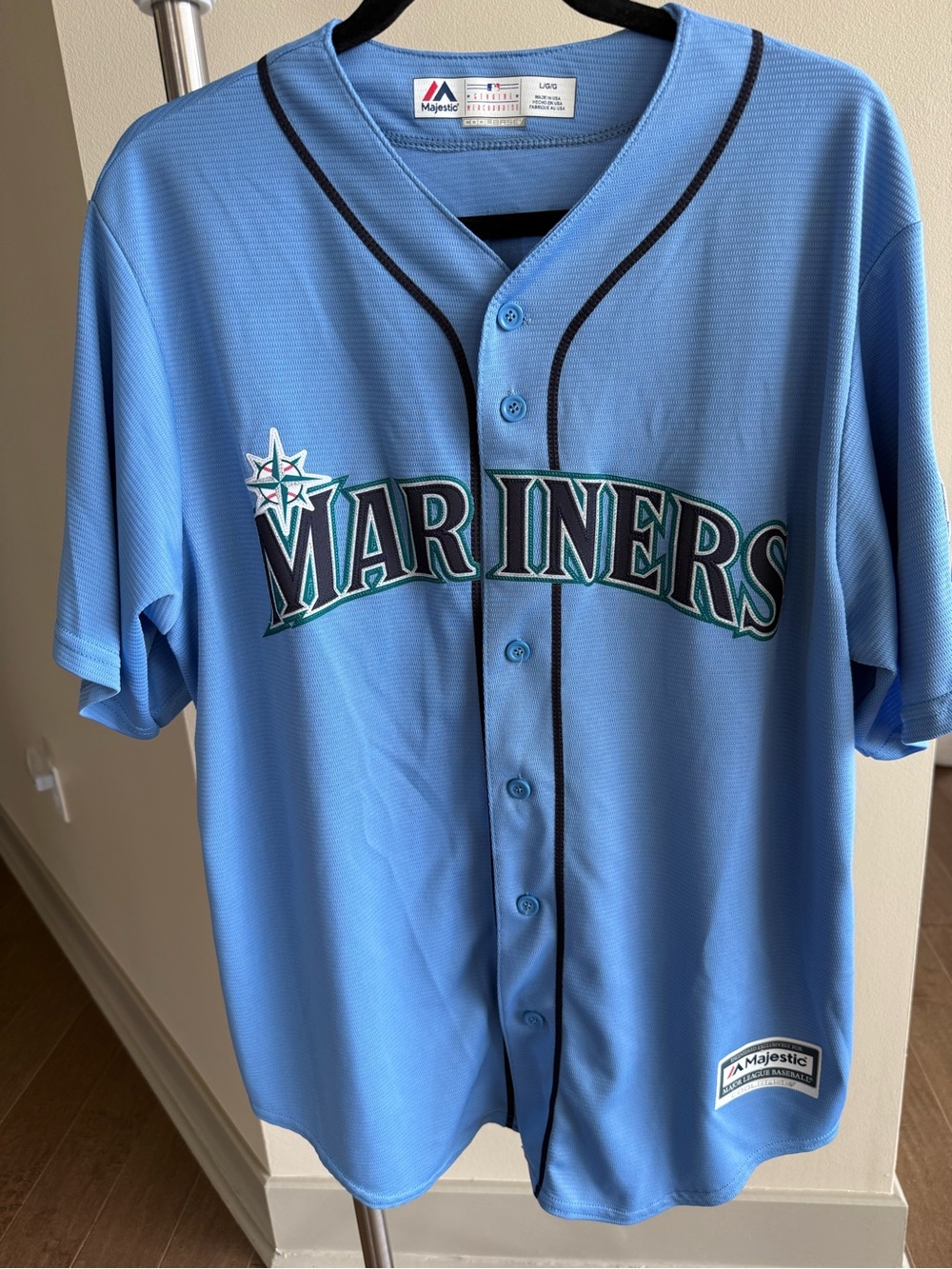 Haniger Majestic Light Blue Athletic Baseball Jersey